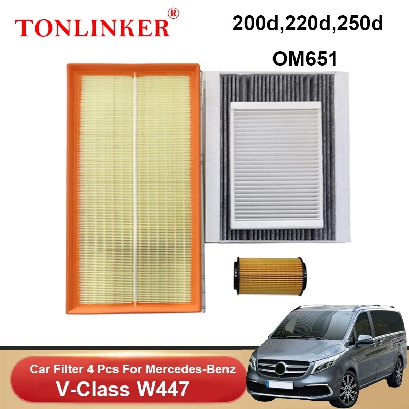 TONLINKER Cabin Air Filter Oil Filter For Mercedes Benz V Class W447 2014-2020 250AT M274 200d 220d 250d OM651 Car Accessories