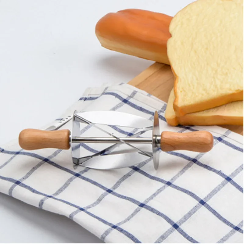 Croissant Bread Wheel Rolling Pin Stainless Steel Rolling Knife Kitchen Baking Croissant Making Tools