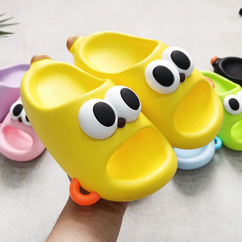 Summer Portable Outdoor Slippers Kids' Big Eye Shoes Thick Sole Non-slip Sandals Boys Girls Funny Slides Indoor Home bathroom - view 3