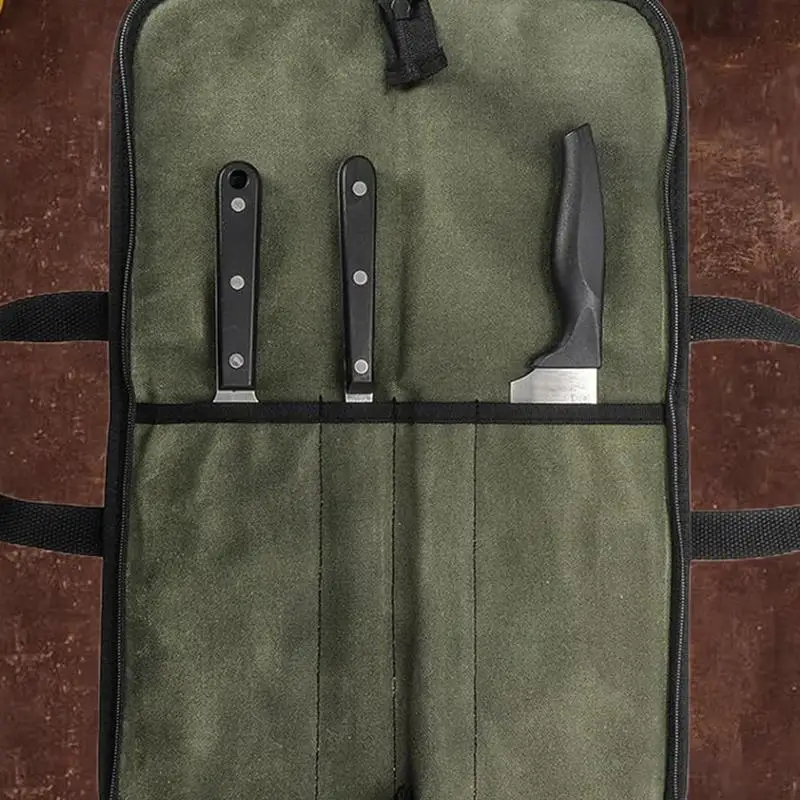 

Холщовая сумка для хранения ножей с мокрым воском, сумка для ножей для шеф-повара, пикника, кемпинга, барбекю, подходит для повседневного использования и наружного использования ﻿