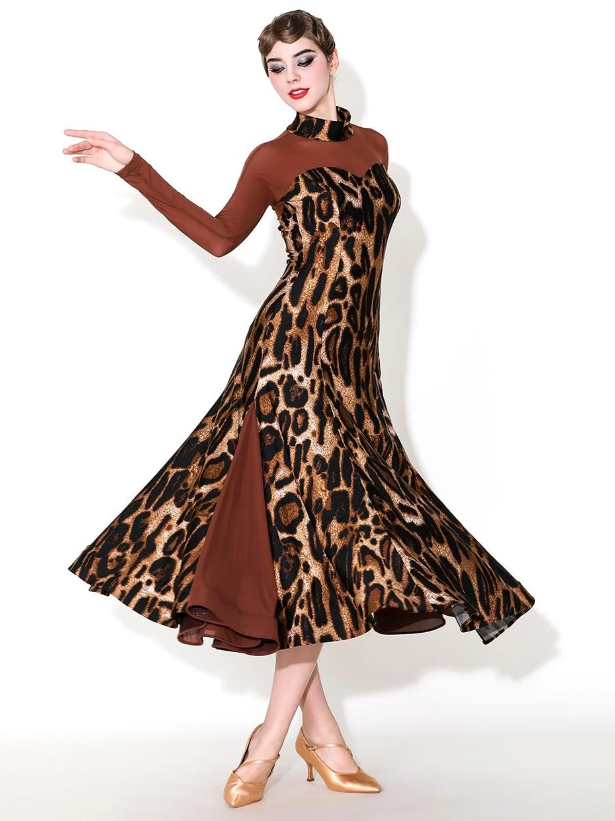 2025 여성용 뉴 와일드 레오파드 모던 댄스 드레스 내셔널 스탠다드 댄스 드레스 왈츠 드레스 1881