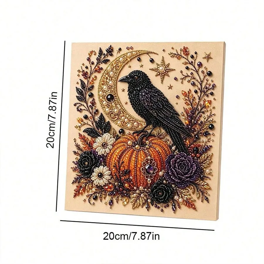Halloween Hexen-Geister-Perlen-Kunst-DIY-Set, Perlen-Malset für Erwachsene, Halloween-Perlen-Diamant-Malerei (verschiedene Designs verfügbar: Highland-Kuh, Hexe, Geist, Kürbis, Schwarze Katze, Totenkopf, Krähe), handge – Detail 10