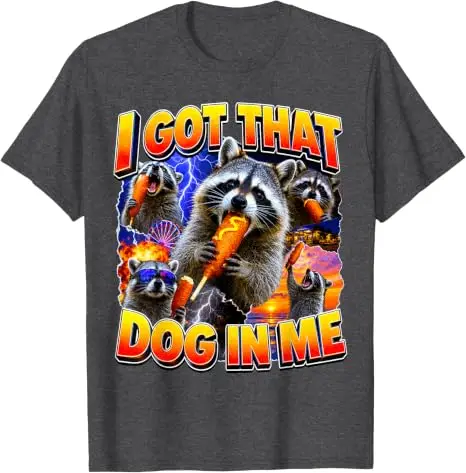 Ich habe diesen Hund in mir, ein Waschbär frisst einen Corn Dog, Bootleg, Vaterwitz, T-Shirt, Y2k, Food Art, Hotdog-Liebhaber, Grafikbekleidung, Damen, Herren, Neuheit – Detail 13