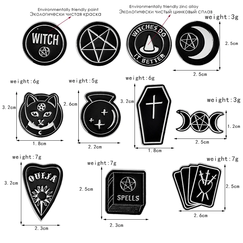 Luna Tarot BooK nuevo estilo gótico alfileres esmaltados insignia chaqueta vaquera joyería regalos broches para mujeres hombres hecho a mano bruja Ouija