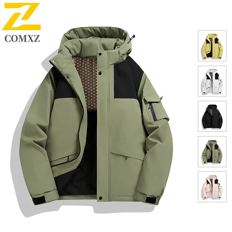 

COMXZ Men Winter New Padded Jacket Luxury Casual Hooded Commute Office Cold Proof Parka Business Leisure Thick Cozy Clothing