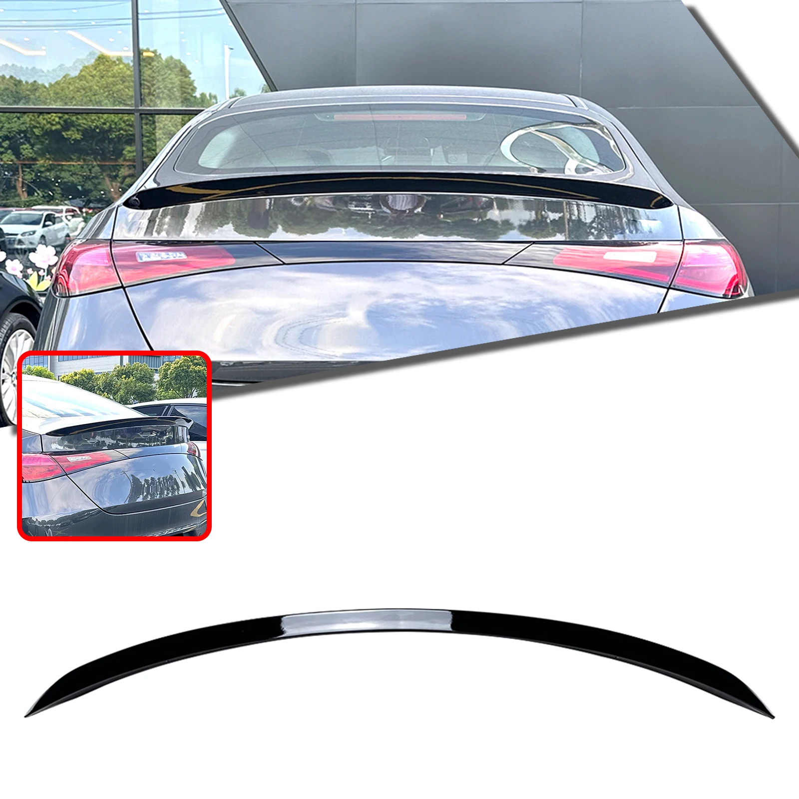 For Mercedes Benz GLC Coupe C254 GLC300 GLC400 AMG 2023-2025 Rear Trunk Spoiler Wing Gloss Black/Carbon Fiber Look Splitter Lip
