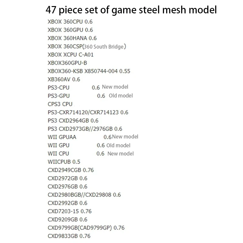 47Pcs/Set Game Consoles Directly Heating BGA Stencil + BGA Jig BGA Reball Kit for XBOX 360CPU PS3-CPU WII GPU CXD2949CGB