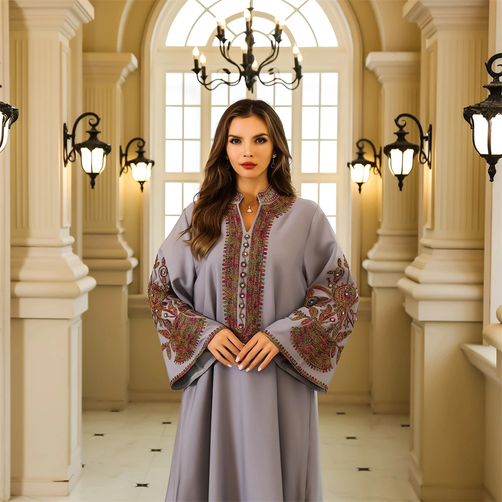 ลูกปัดElegant Party Dressesผู้หญิงAbaya Ramadan Gulf Hijabเสื้อผ้าผู้หญิงอาหรับชุดมากหรูหราผู้หญิงJalabiya