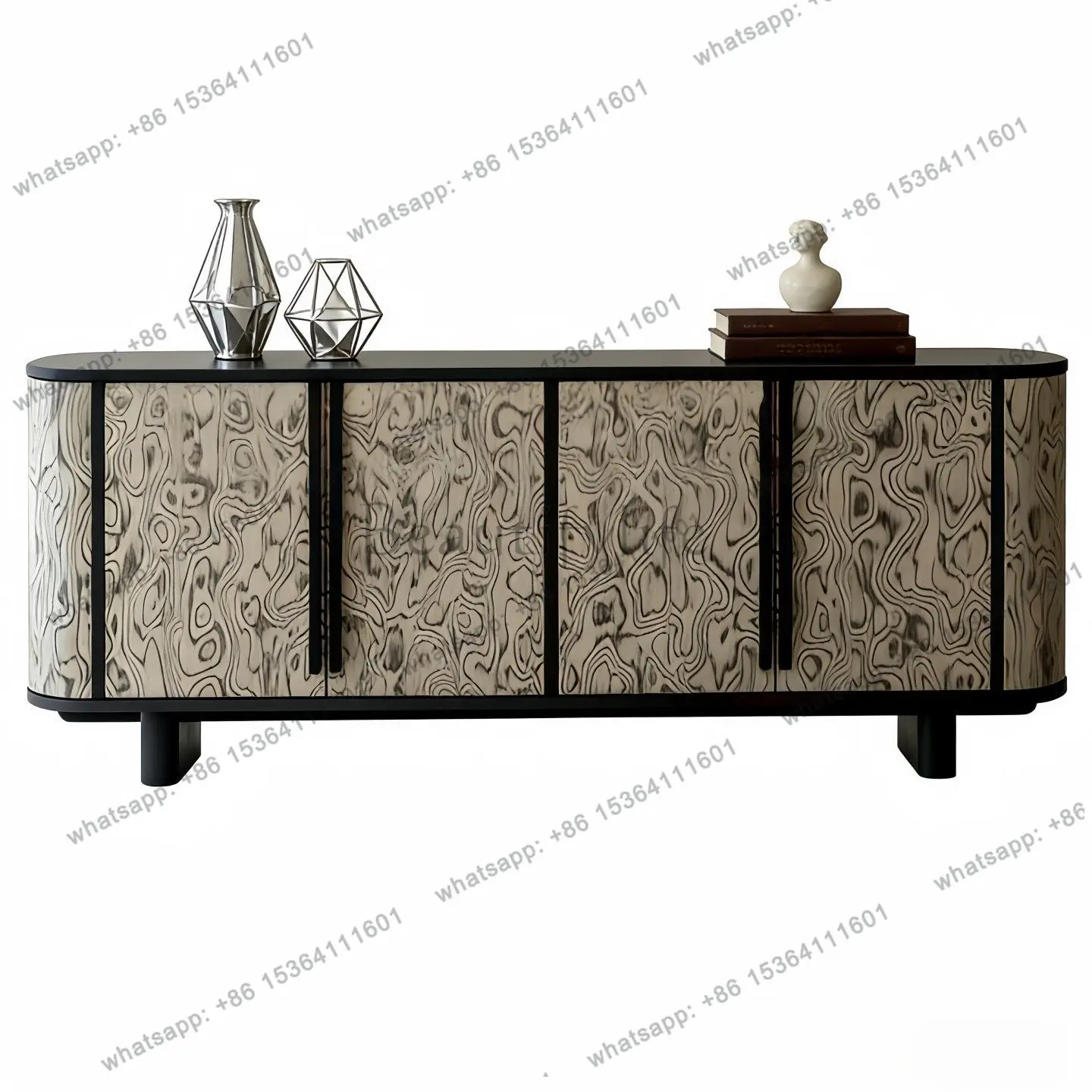 Medieval style lacquered sideboard, solid wood living room storage multi-functional dendract locker