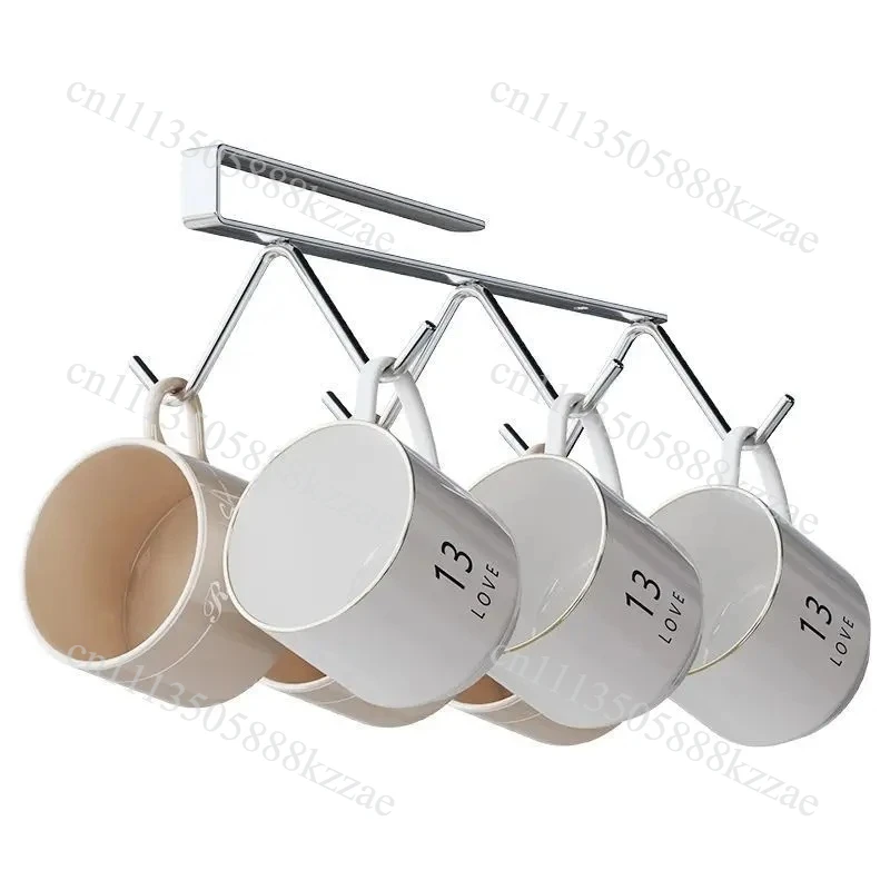 304 Stainless Steel Nail Free Wall Mounted Cup Holder For Kitchen Living Room Cabinets For Storing Mugs Coffee Cups Kitchenware