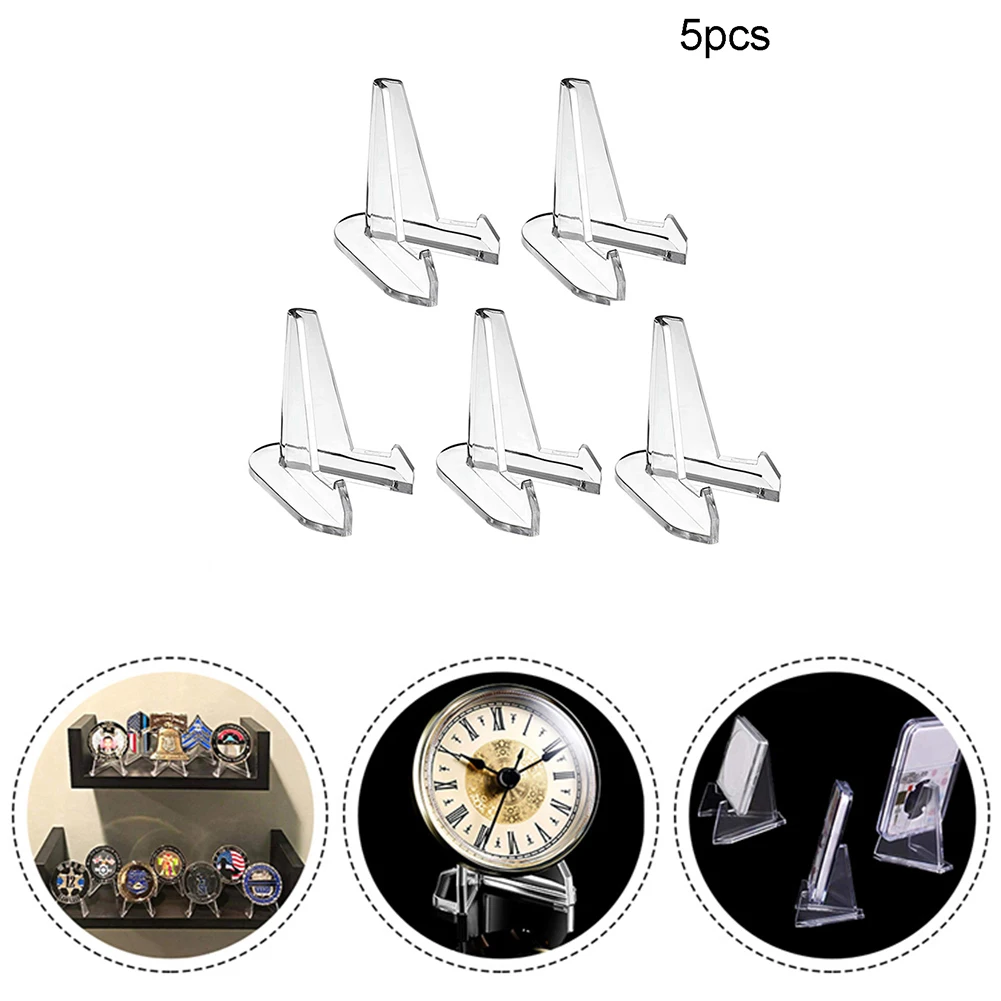 5PCS Clear Acrylic Coin Display Stand Holders Small Acrylic Commemorative Coin Display Stand Transparent Triangle Display Stand