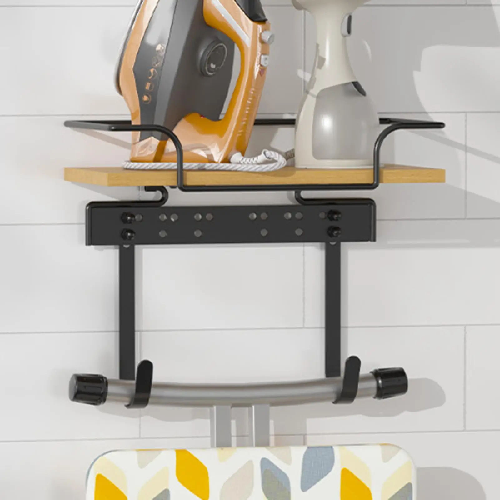 Ironing Board Rack Storage Rack Metal Foldable Multipurpose Electric Iron Hanger Wall Mounted for Household Bathroom Bedroom