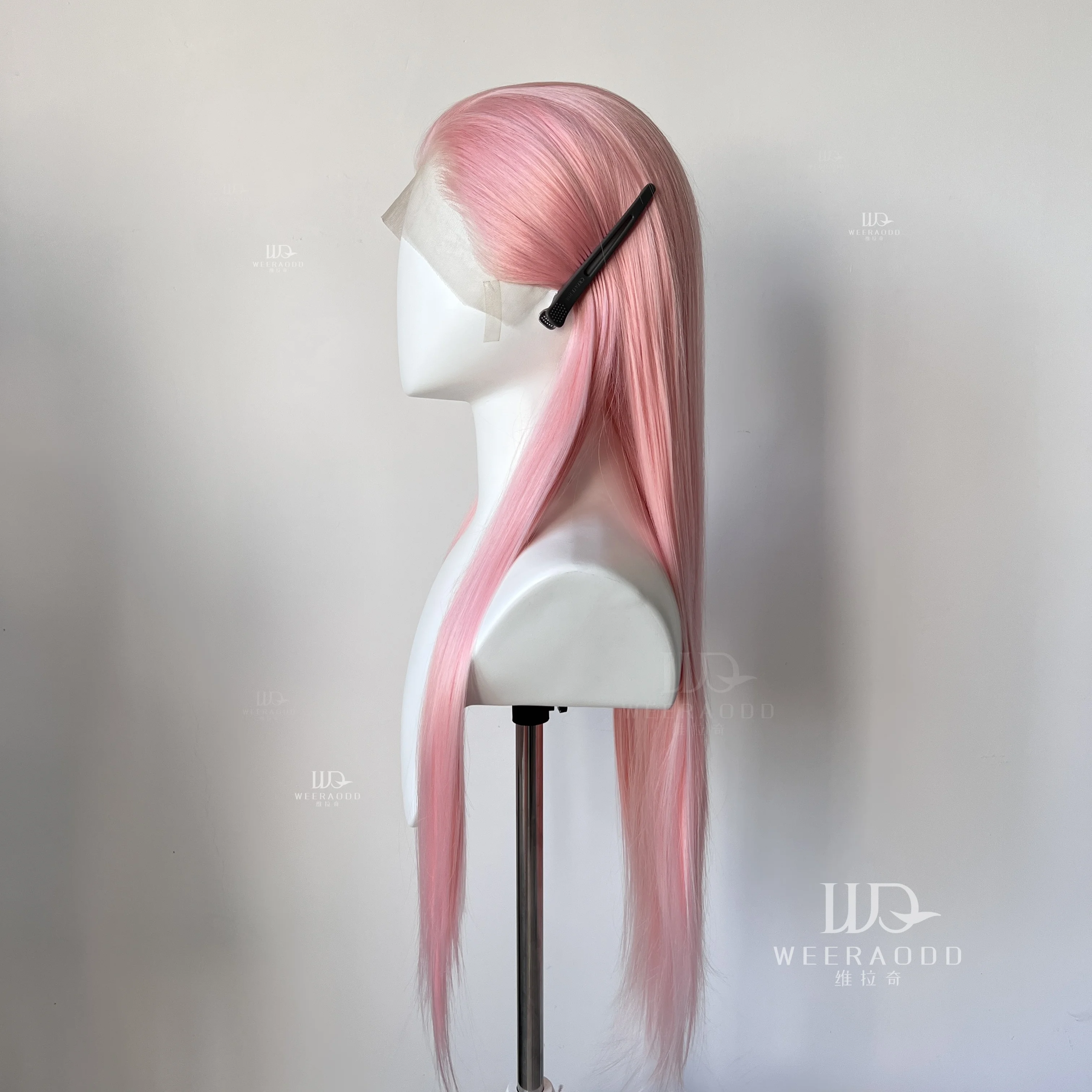 Peluca rosa claro para mujer، peluca con malla أمامي 13x4، pelucas sintéticas largas y rectas de 26 pulgadas، peluca de Cospla