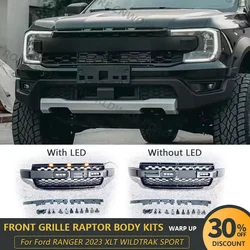 For FORD RANGER 2022-2024 T6 T9 MK4 PX4 High Version with Led Light XLT WILDTRAK SPORT Front Grills Raptor Grille Upgrade Tuning