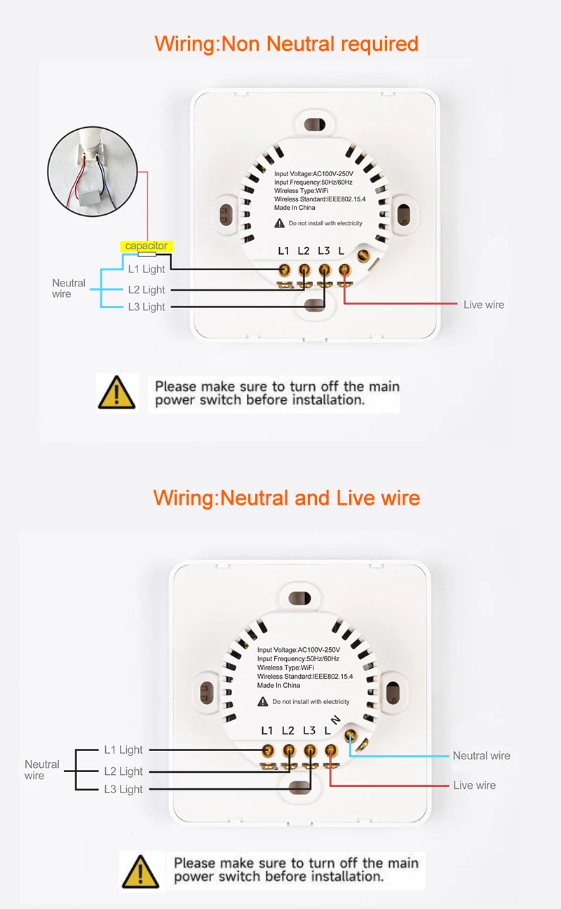 Inteligentny włącznik światła ścienny STLF Tuya Smart Home Wifi, 1/2/3-kanałowy, obsługa sterowania głosowego/aplikacją/dotykowego, z wyświetlaczem temperatury.