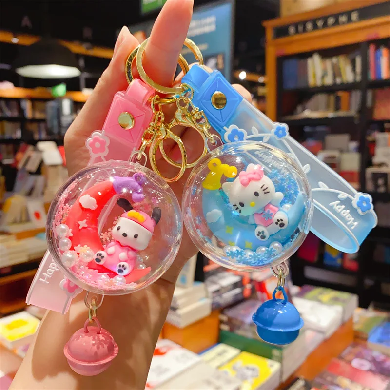 

Креативная рождественская фигурка Sanrio, брелок с милым мультяшным помпоном HelloKitty Purin Kuromi, автомобильный рюкзак, украшение, аксессуар