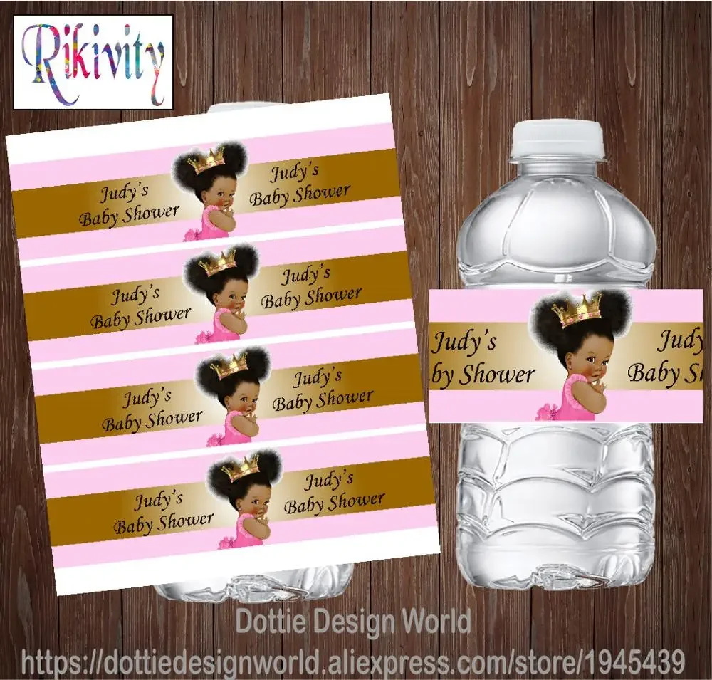 Personalized Princess Royal Baby Shower Water Bottle Wine Labels Candy Bag Wraps Name Stickers Birthday Party Decor Supplier