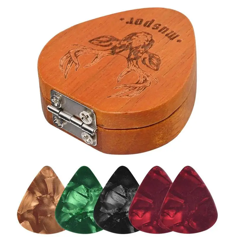 Guitar Pick Case Wooden Collector Guitar Pick Container Display Box Smooth And Creative Guitar Pick Display Box For Acoustic