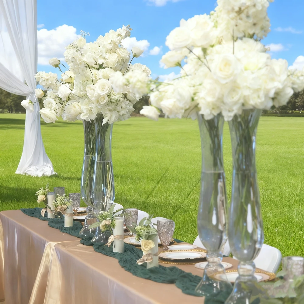 

5pcs)Clear glass Centerpiece Stand candle holder Wedding Banquet Decoration Candlesticks holder