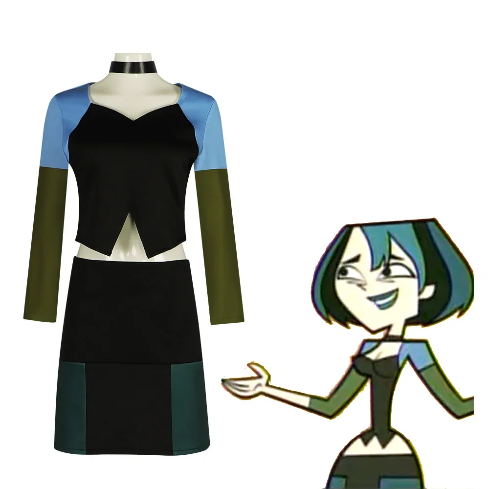 Anime Total Drama Island Gwen Cosplay Costume Women Sexy Long Sleeve Top Skirts Uniform Dresses Halloween Carnival Party Clothes