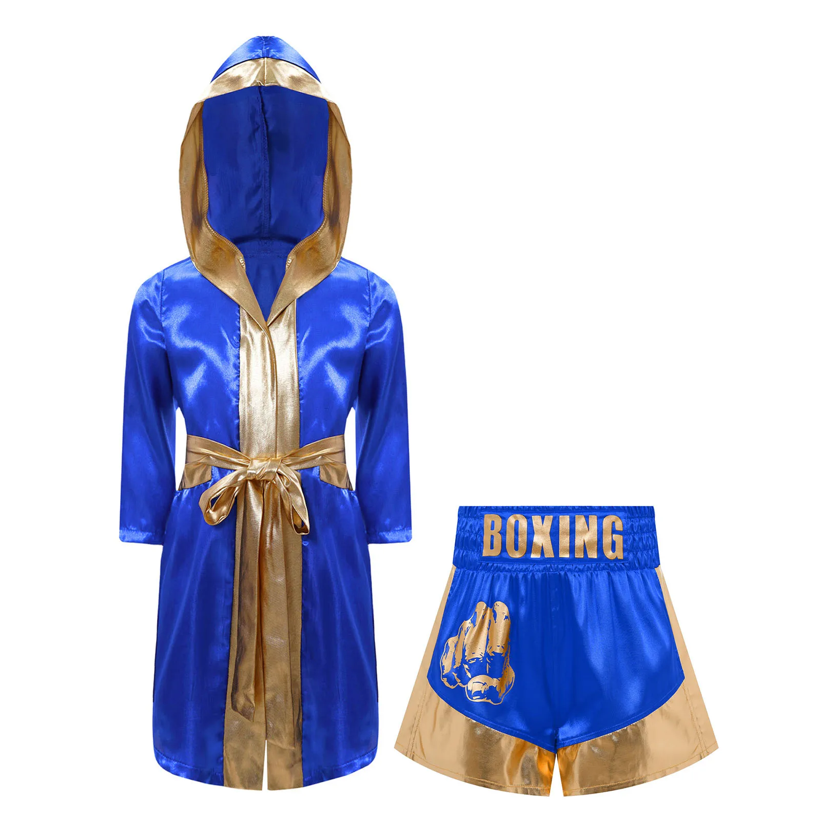 Muay Thai Outfit voor Jongens Meisjes Kinderkleding Sets Boksen Outfit Satijn Vechten Training Kostuums Kids Boxer Gewaden pakken