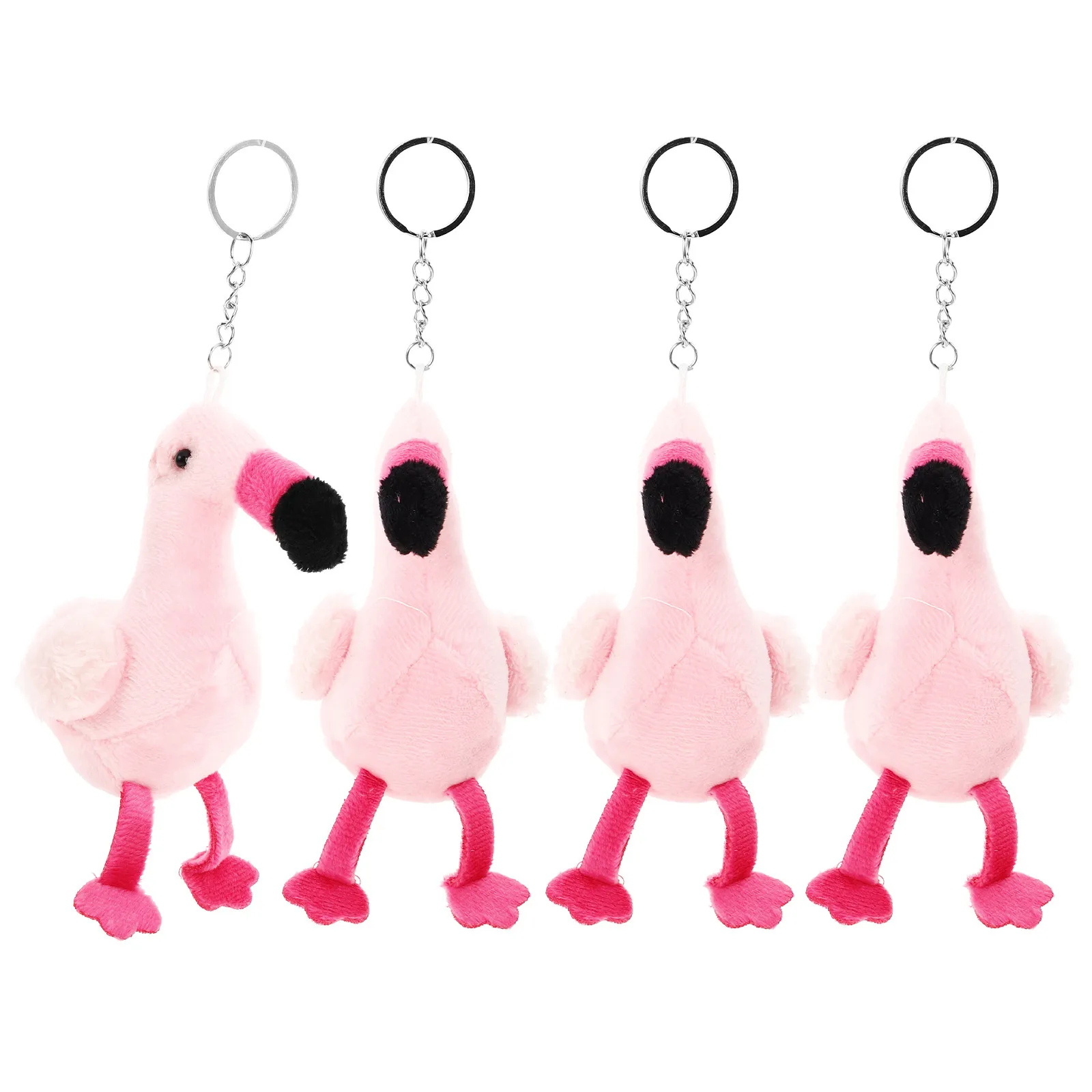 

4Pcs Adorable Flamingo Key Ring Pendant Charm for Keychain Backpack Purse Phone Decor Multipurpose Hanging Loop Cute Gift