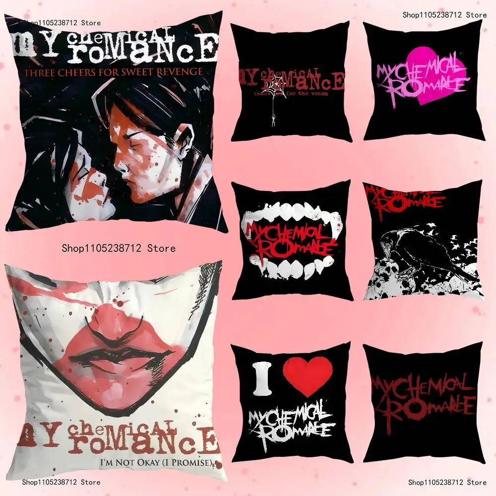 

Band Rock MY C-CHEMICAL R-ROMANCEs Pillow Case Plush Fabric Soft Pillowcase Double Sided Print Sofa Cushion Cover Throw