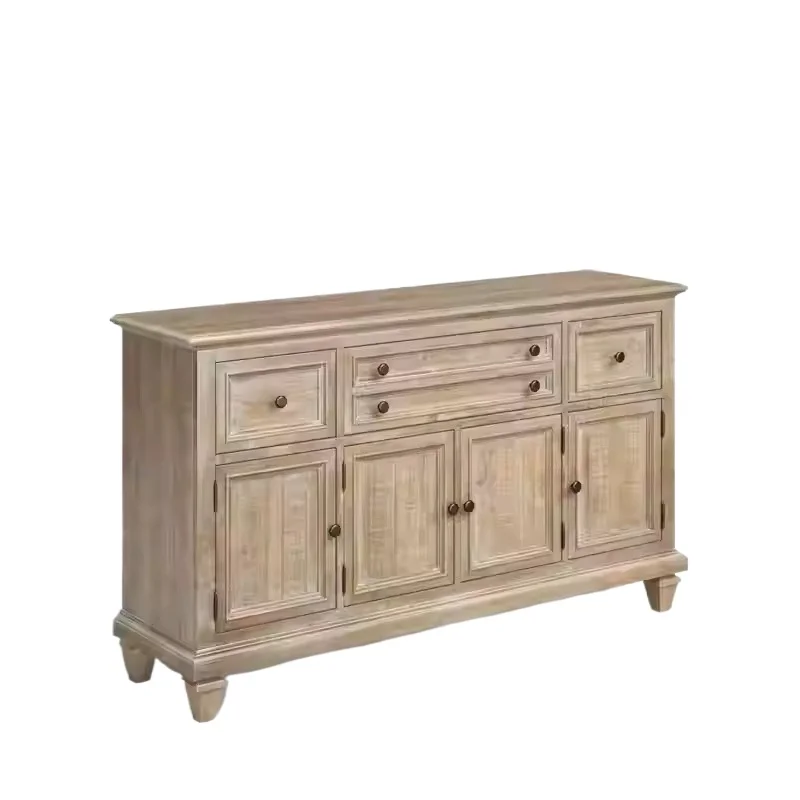 

American country solid wood dining side cabinet bedroom wall storage French living room entrance decorative cabinet