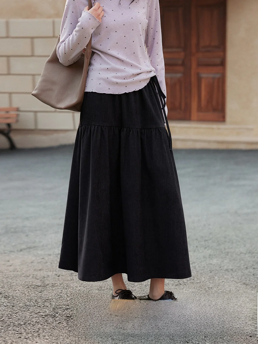 

Юбка Ele Bla с высокой талией, женская модная юбка А-силуэта для офиса, из смеси полиэстера, лиоцелла Lenzing и спандекса