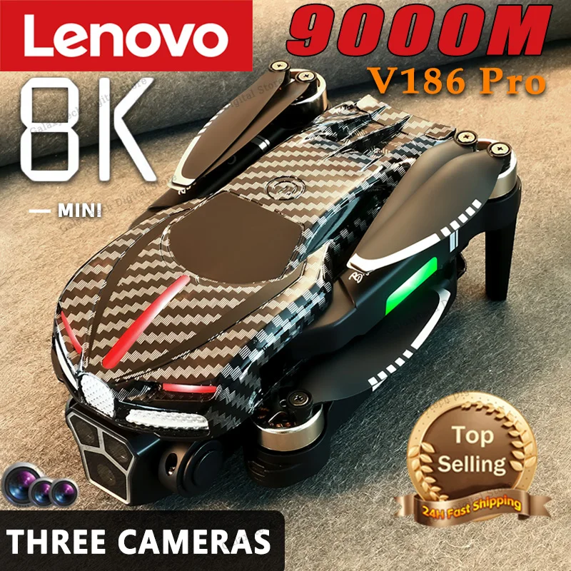 Drone Lenovo V186 Pro Motor tanpa sikat profesional, fotografi udara HD ganda 8K GPS FPV pencegah hambatan Quadrotor UAV baru