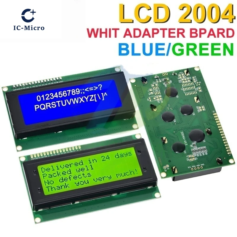 XCW LCD2004+I2C 2004 20x4 2004A Blue/Green screen HD44780 Character LCD /w IIC/I2C Serial Interface Adapter Module For Arduino