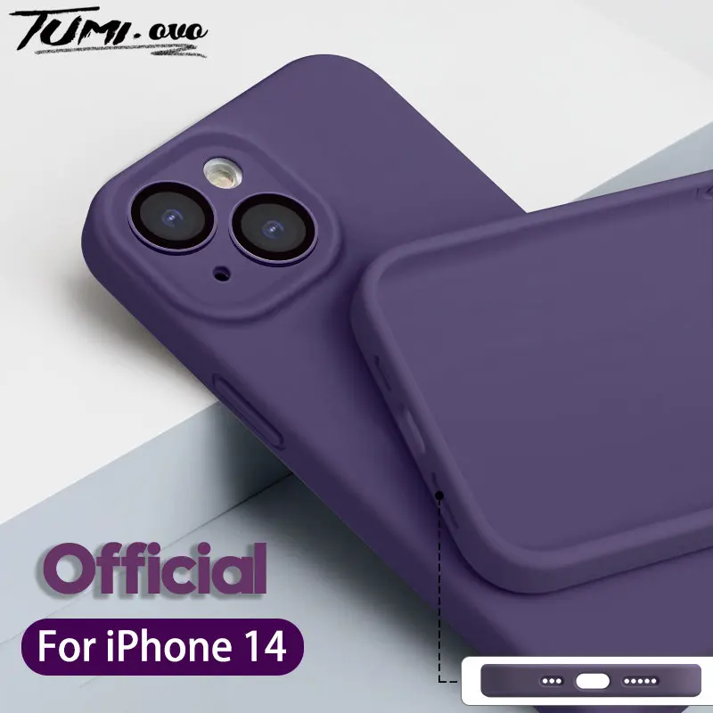 Official Shockproof Liquid Silicone Case For iPhone 14 13 12 11 Pro Max Plus Mini Camera Protection Lens Skin Soft Cover Funda