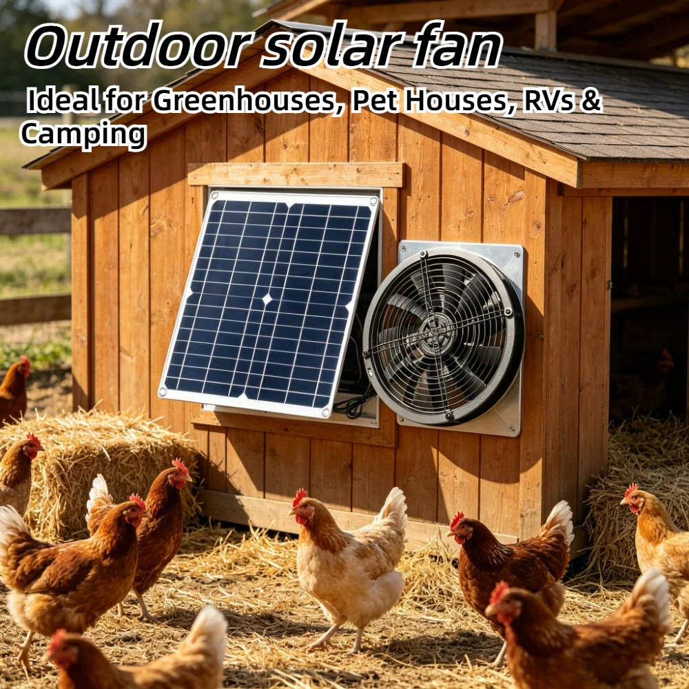 

15W 25W Weatherproof Solar Exhaust Fan Ventilation Kit for Greenhouse Chicken Coop Dog House RV Shed Outdoor Stable Performance