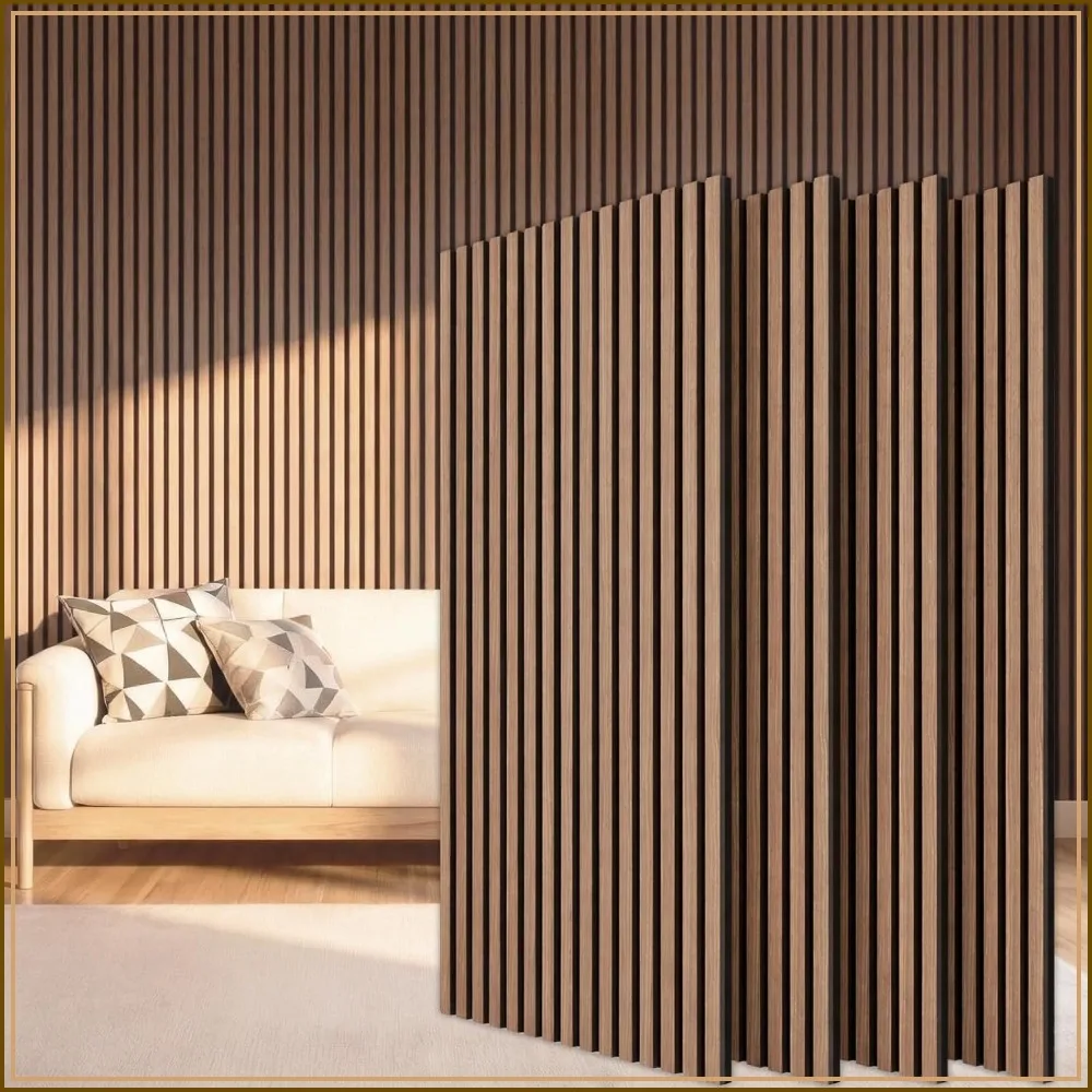 Wood Slatwall Panels, 4 Pack 47.2"x23.6" Acoustic Wall Panels for Noise Cancelling, Home Decor, Living Room, Bedroom, Office, Walnut