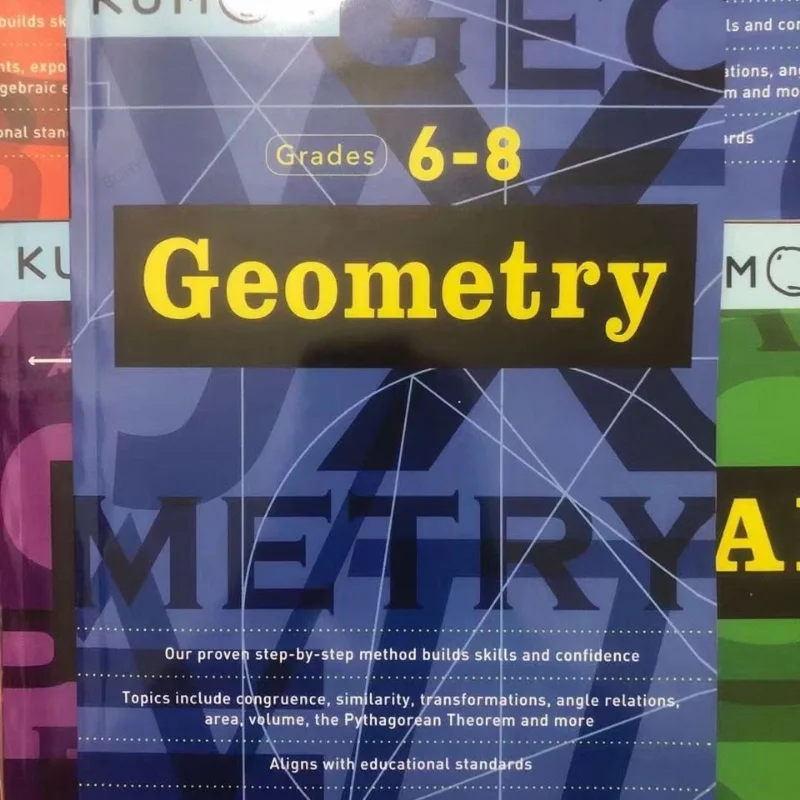 5 książek/zestaw geometria Kumon gimnazjalny gimnazjum matematyczny zeszyt ćwiczeń matematycznych klasy 6-8 dla dzieci w wieku 10-15 lat