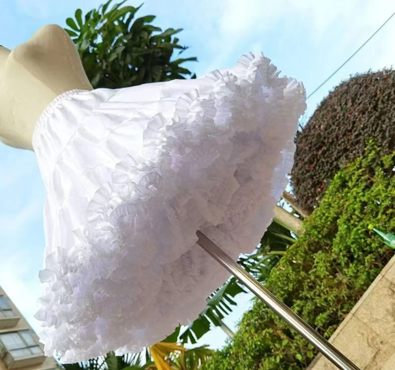 White Tiered Ruffle Petticoat 45cm Elastic Waist Sweet Lolita Cake Skirt Women Flowy A-line Mini Skirt Daily Streetwear