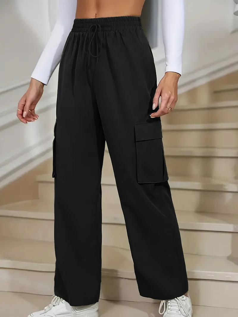 

Women's High Waisted Wide-Leg Pants with Multiple Pockets for Casual and Athleisure Wear