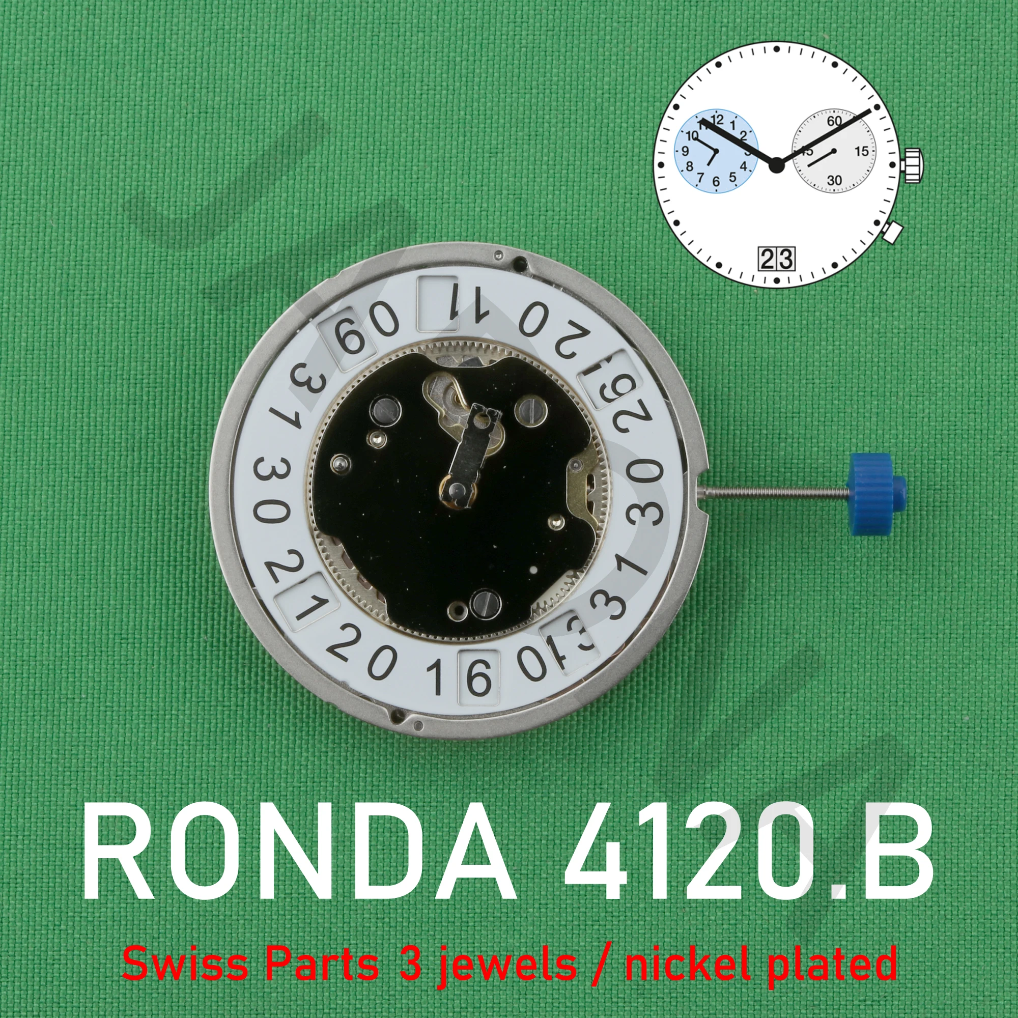 Ronda 4120.B Movement 4120 MOVEMENT WATCH MOVMENET Quartz Movements Multifunctions Caliber 4120.B – 12½'''