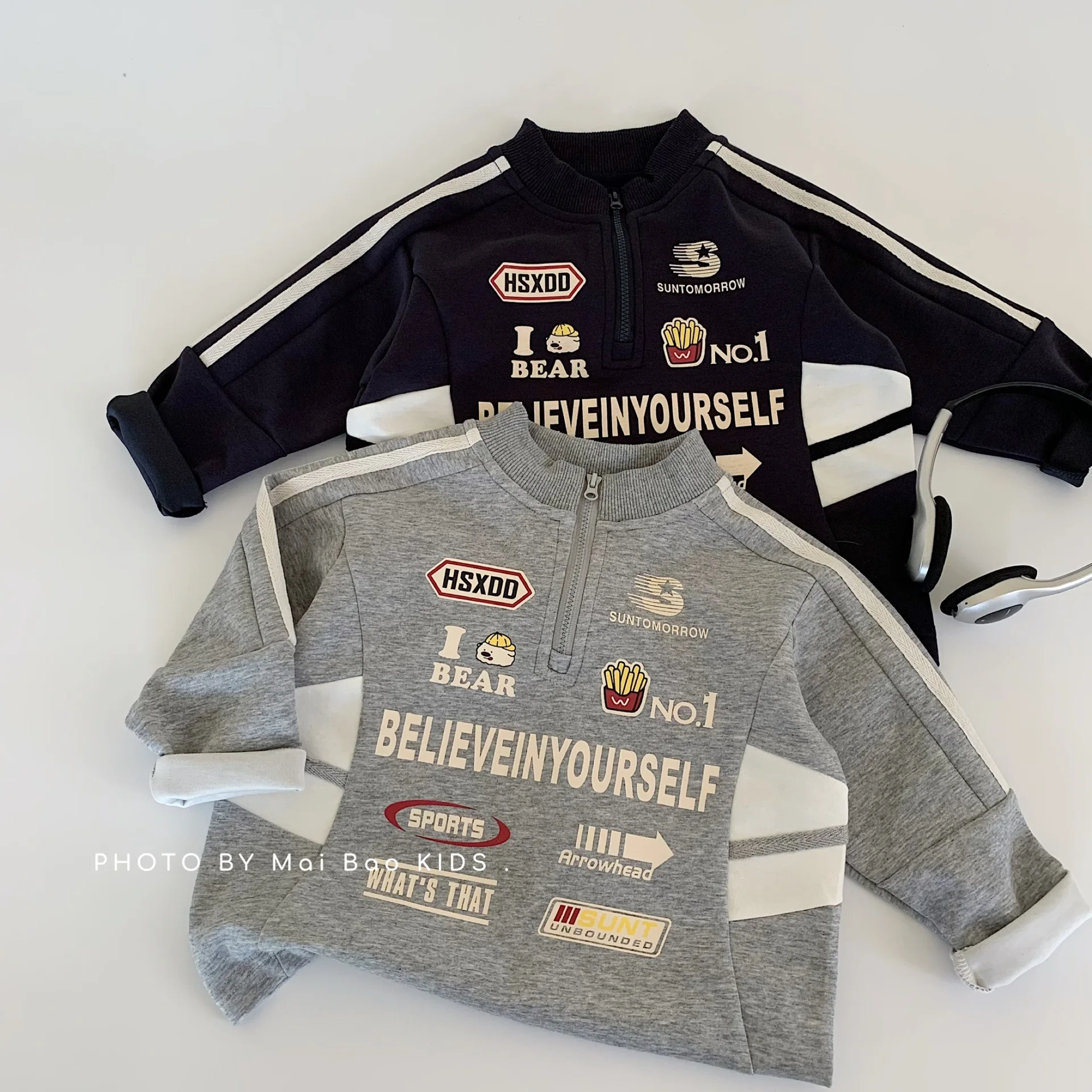 Children's Sweater Autumn 2026 New Zipper Letter Tops for Boys and Girls Stand Collar Kid's Casual POLO Shirt