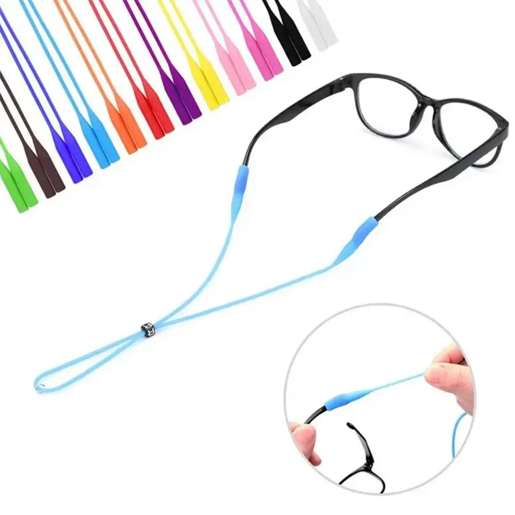 1 PC Adjustable Elastic Silicone Eyeglasses Straps Band Sunglasses Glasses Holder Cord Sports String Ropes Chain Anti-Slip S9V4