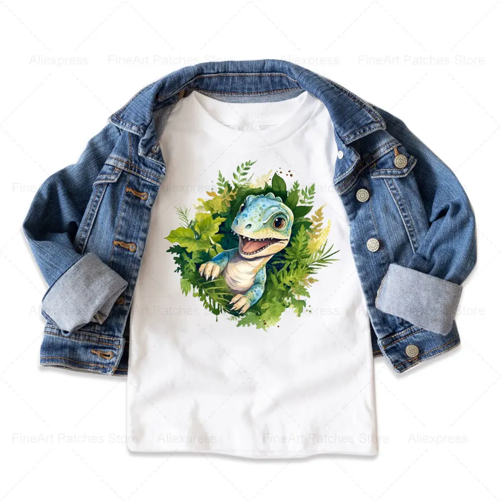 Iron on Transfer Cute Dinosaurs Heat-sensitive Patches Application Stripes on Kids Clothes ironing Printing for Tops DIY Decals