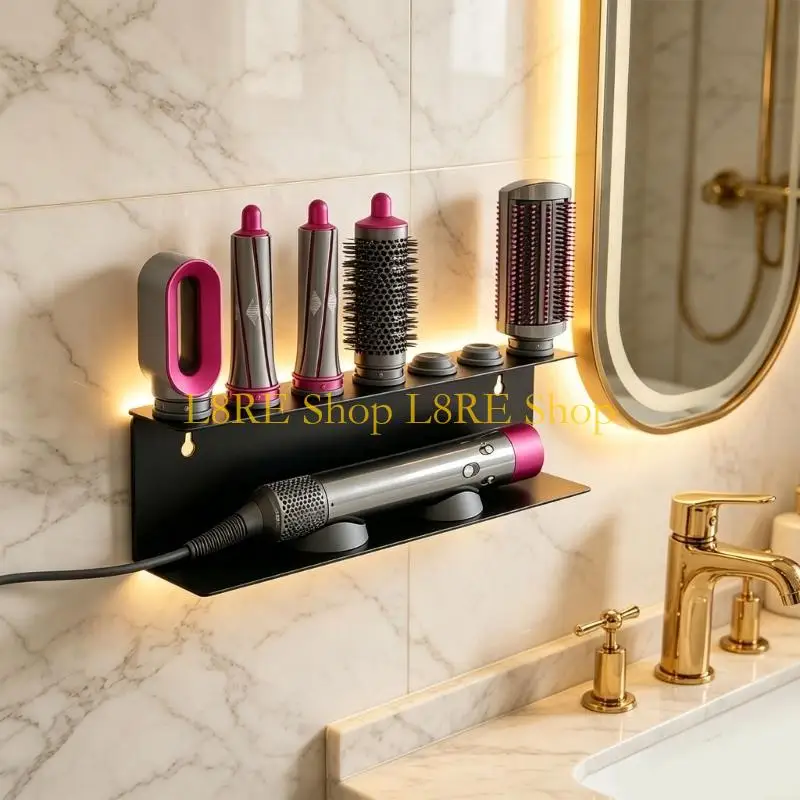 

L8RE Carbon Steel Hair Dryer Stand Featuring Silicone Pads To Safely Store Blow Dryer And Accessories