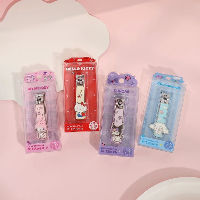 Sanrio Hello Kitty Cinnamoroll Anti Splash Nail Clipper Cute Cartoon Anime Girl Heart Manicure Accessories