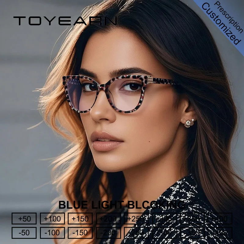 

TOYEARN Новые модные очки для чтения в форме кошачьего глаза для женщин, с диоптриями на заказ, антибликовые, с защитой от синего света, оправа TR90