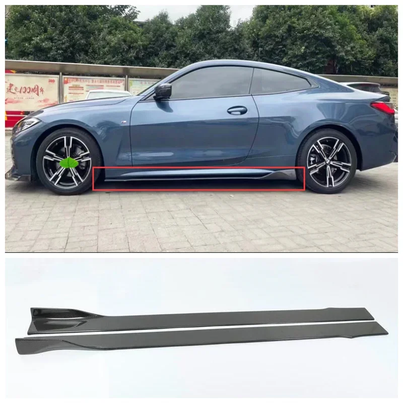 

High Quality 2Pcs/1Set Carbon Fiber Side Skirts Protector Cover Side Skirts Splitters For BMW 4 Series G22 G23 G26 2020-2022