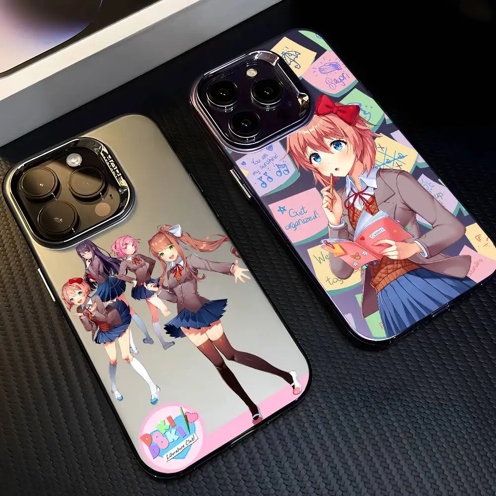 

D-Doki Doki LiteratureS Club Phone Case For iPhone 16 15 14 13 12 11 Plus Pro Max multicolor Aurora laser Shockproof Funda Cover