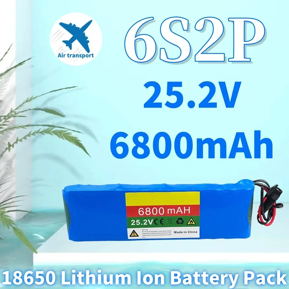 

100% NEW 6S2P 25.2V 6.8Ah 18650 Lithium Ion Battery Pack , 24V 6800mAH for Bicycle Moped Battery，with BMS + Charger