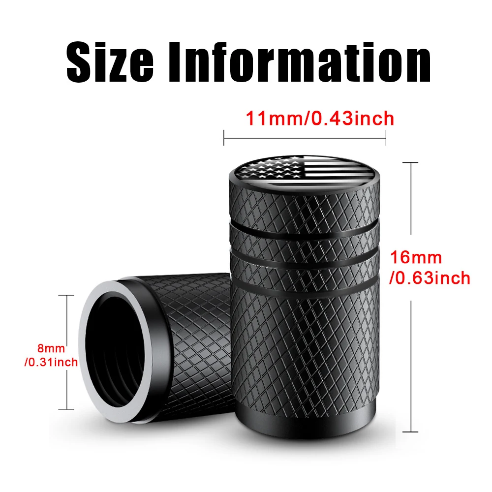 Tire Valve Stem Cap, Tire Air Caps Metal with Plastic Liner Corrosion Resistant Leak-Proof for Car Truck Motorcycle SUV and Bike