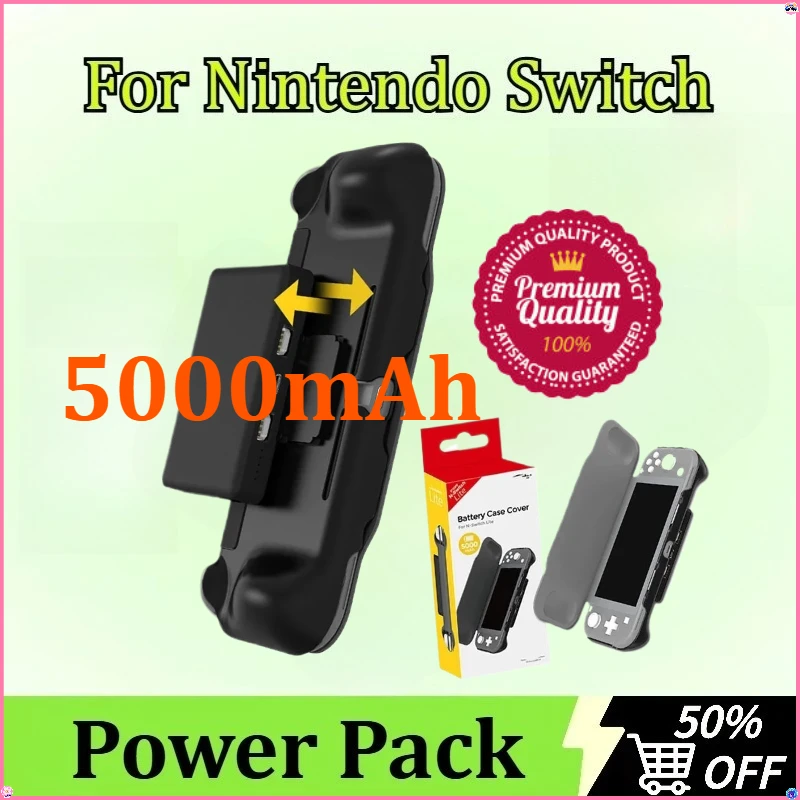 

External Battery Fast Charger Case for Nintendo Switch Lite Portable Detachable Back Back Clip Power Pack TypeC USB Case 5000mAh