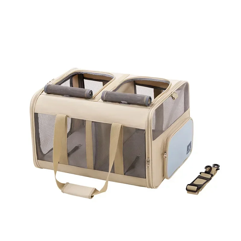 

Pets Carrier Bag Lightweight and Breathable Pet Shoulder Bag Large Capacity Cat Bag Multi Pet Suitcase Foldable Cat Backpack
